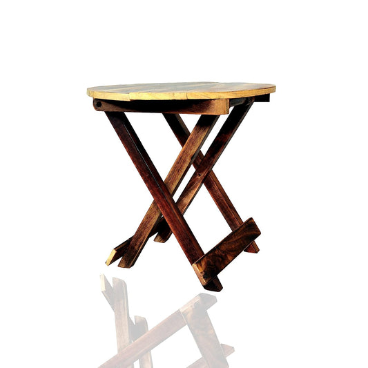 Adorn World Folding Side Table | Wooden Coffee Table | Center Table | Bedside Table | Table for Living Room Bedroom Sitting Stool Walnut | Table for lamp,Books,flover Pot,showpieces or Sitting (Brown)