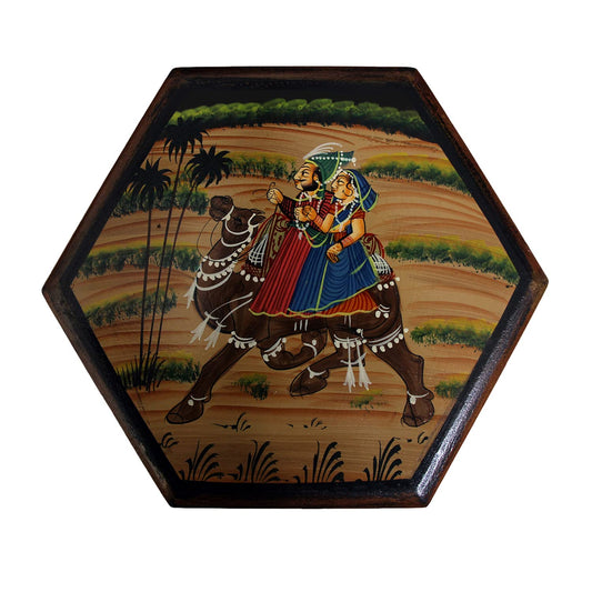 Adorn World JewelryWooden Rajasthani Box with Handicraft Printing | Multipurpose Box | Wooden Jewellery Box | Wooden Dry Fruit Box with Four Partition | Supari Daan – (Pack of 1)