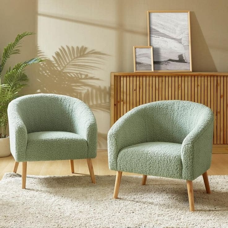 Modern Boucle Accent Chair | Premium Plywood Frame with Oak Finish Sunmica | Scandinavian Lounge Chair