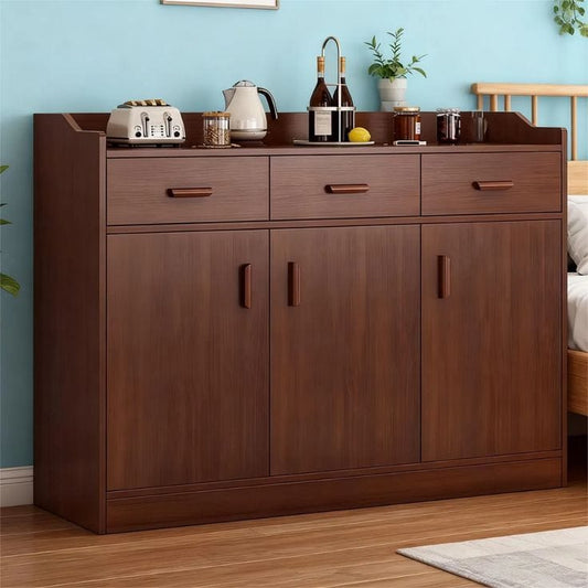 Kitchen Storage Cabinet in Plywood with Walnut Sunmica Finish | 3-Drawer & 3-Door Sideboard Organizer for Dining Room