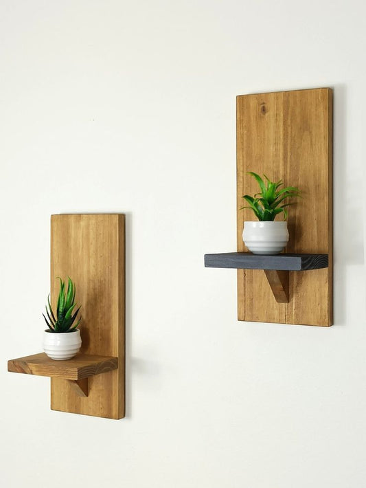 Minimalist Floating Wooden Plant Shelf
