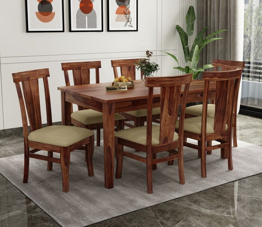 Mcbeth - Sofie Compact 6 Seater Dining Table Set with Storage (Honey Finish)