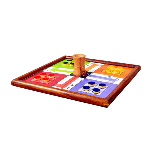 ADORN WORLD Handmade Classic Wooden 2 in 1 Ludo/Magnetic Snakes and Ladders Travel Board/Game for Kids and Adults Fun Game/Shesham Wood Game Set