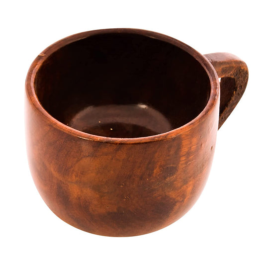 Adorn World Wooden Cup Plate | Cup Plate Set for Serving Juice and Milk | Handmade Sheesham Wooden Soup Cup with Plate for Serving Soups, Coffee,Green Tea (Brown) Set of -1