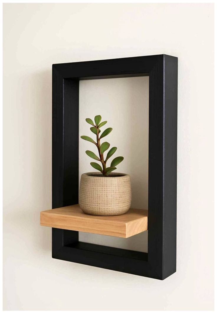 Modern Black Frame Floating Wall Shelf
