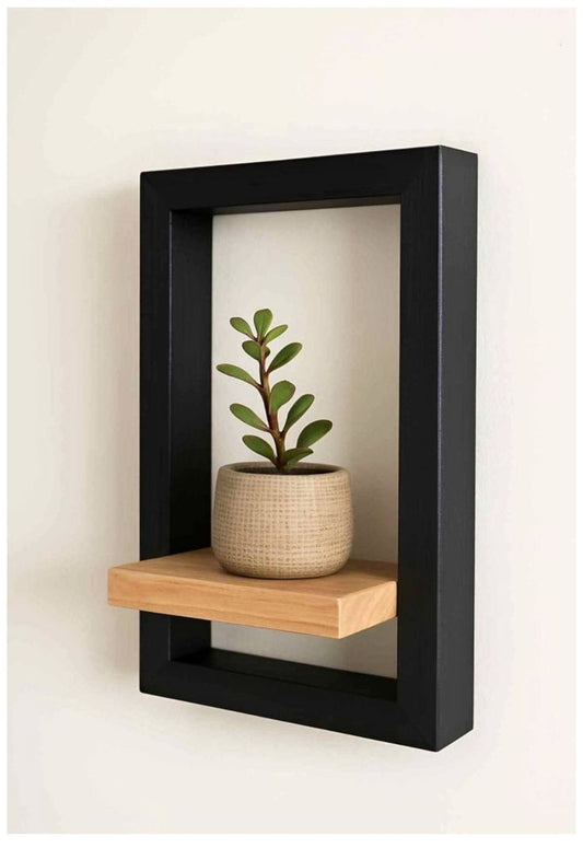 Modern Black Frame Floating Wall Shelf