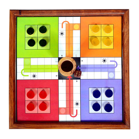 ADORN WORLD Handmade Classic Wooden 2 in 1 Ludo/Magnetic Snakes and Ladders Travel Board/Game for Kids and Adults Fun Game/Shesham Wood Game Set