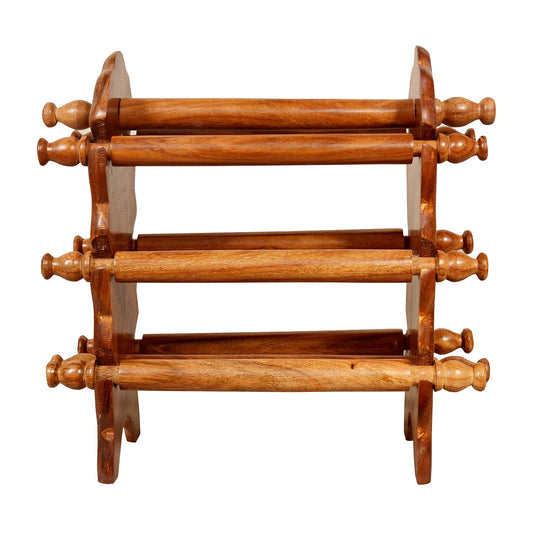 Adorn World Wooden Bangle Stand | 8 Rods with 6 Holding | Wooden Rods | Handmade Bangle Holder Stand for Women Carving Sheesham Wood (Brown)