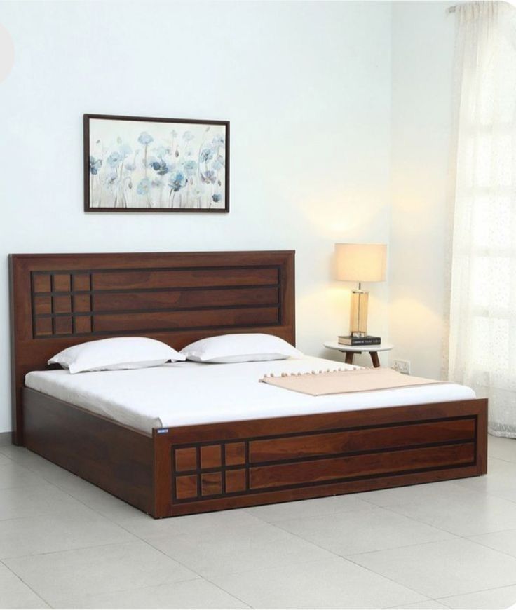 Plywood with Sunmica Double Bed with Modern Panel Design