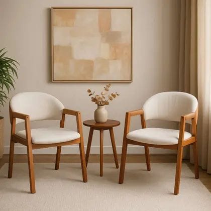 Modern Teakwood Accent Chair | Upholstered Lounge Chair for Living Room & Bedroom