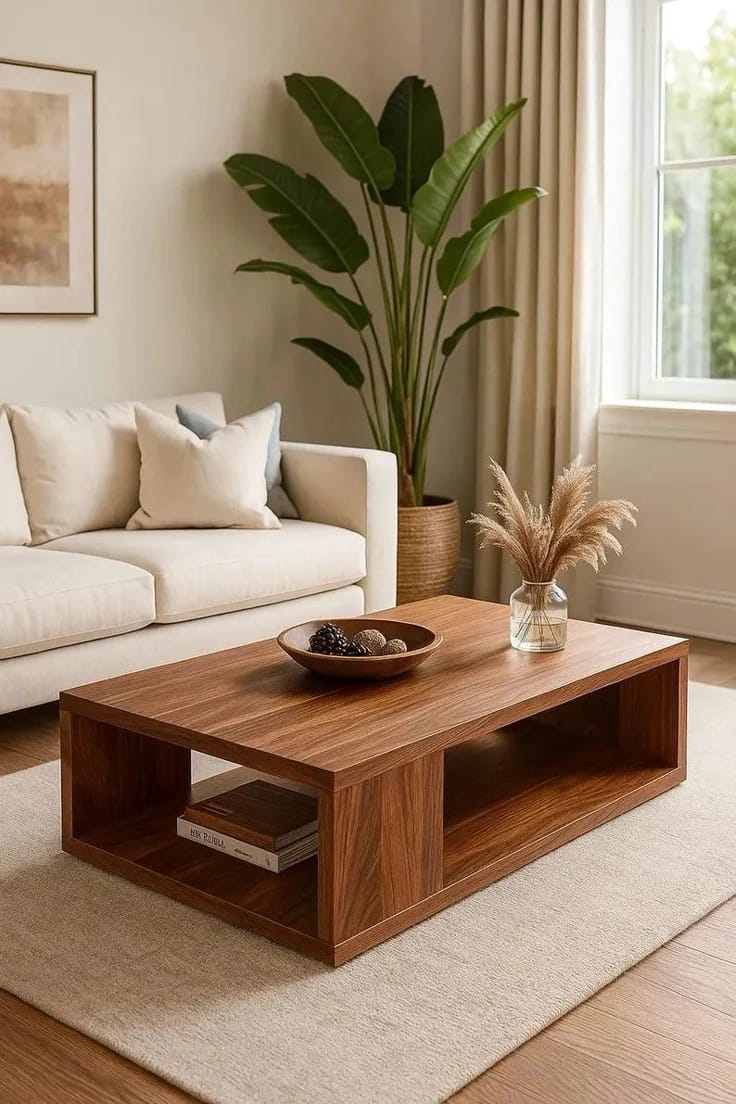 Premium Plywood Coffee Table with Natural Teak Sunmica Finish – Modern Center Table