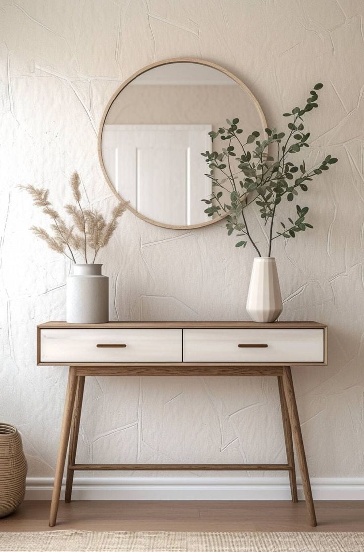 Solid Teakwood Console Table with 2 Drawers | Modern Entryway & Living Room Furniture