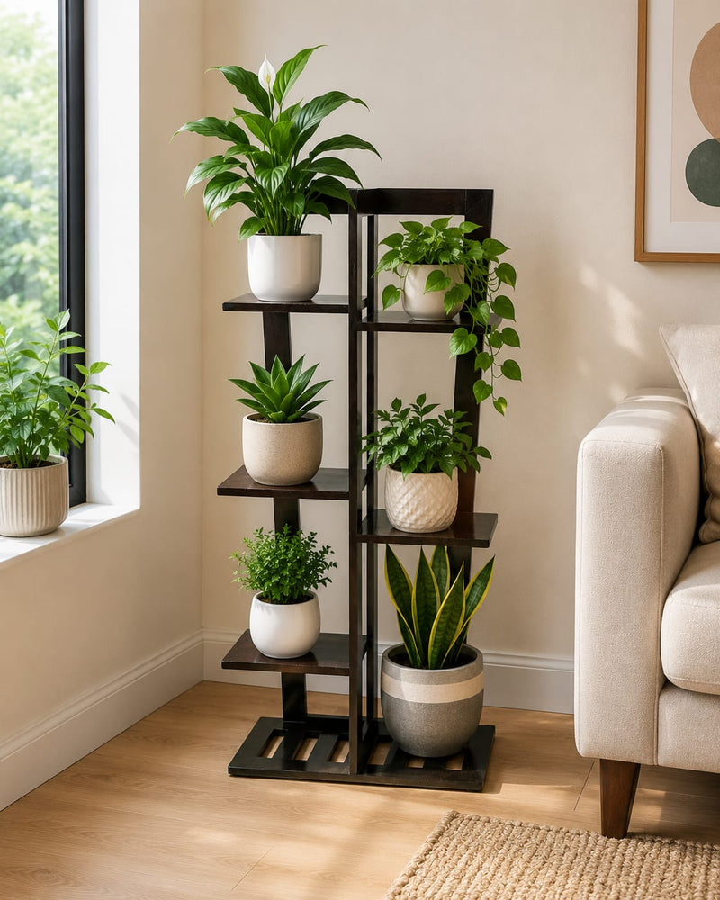 Premium Teakwood Multi-Tier Plant Stand for Indoor Living Spaces