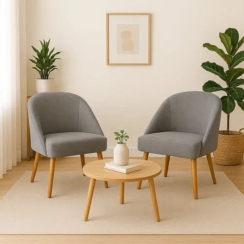 Solid Teak Wood Accent Chair | Premium Upholstered Lounge Armchair for Living Room, Bedroom & Office | Modern Single Seater