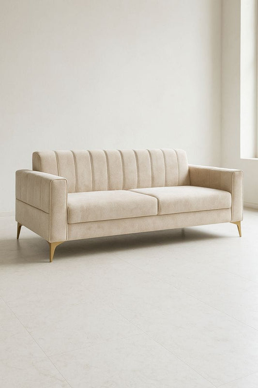 Modern 3 Seater Upholstered Sofa | Premium Fabric Living Room Couch | Luxury Contemporary Home Furniture