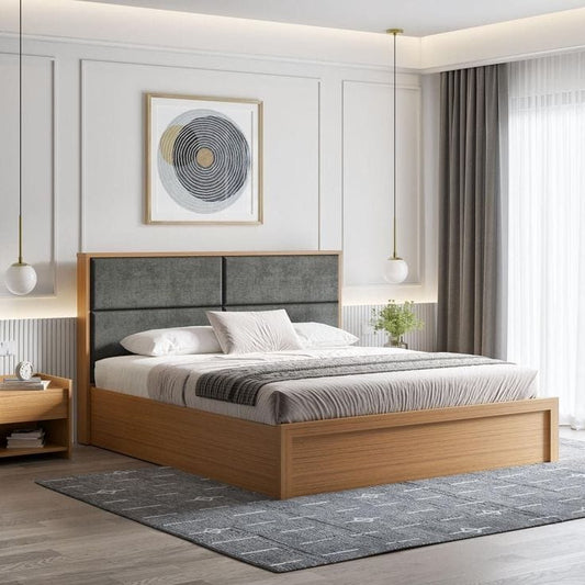 Modern King Size Plywood Bed with Sunmica Finish | Upholstered Headboard | Premium Bedroom Furniture
